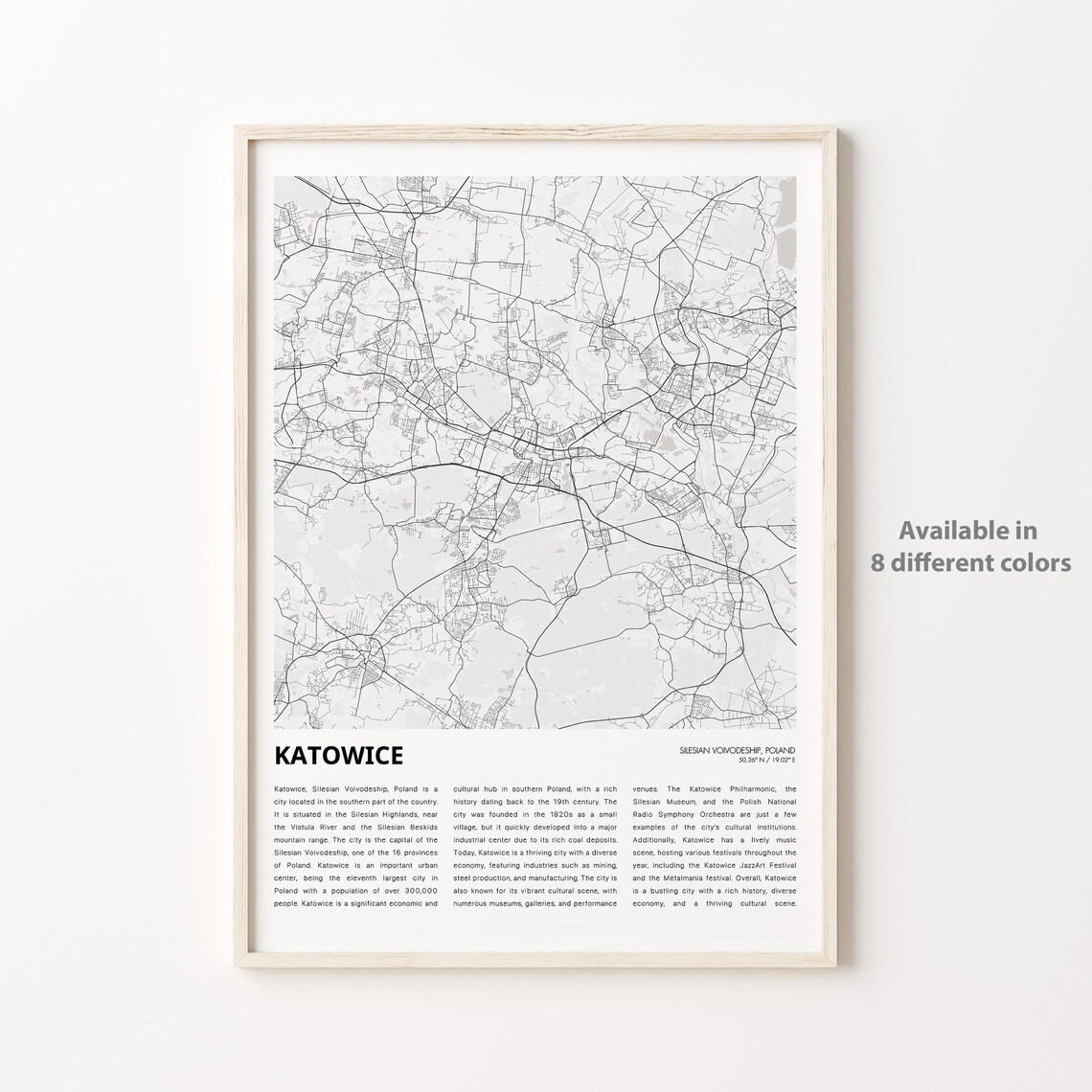 Katowice Poland Minimalist City Map Grayscale Travel Art Poster