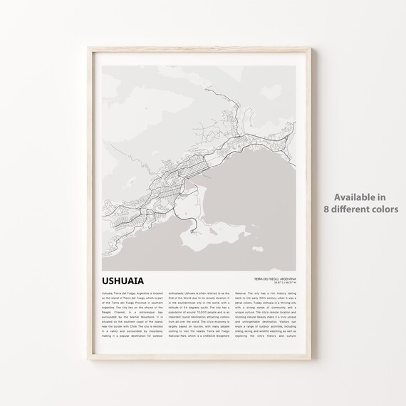 Ushuaia Tierra del Fuego Argentina Minimalist Street Map Poster