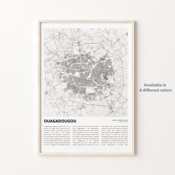 Ouagadougou Burkina Faso Elegant Minimal Street Map Capital Poster