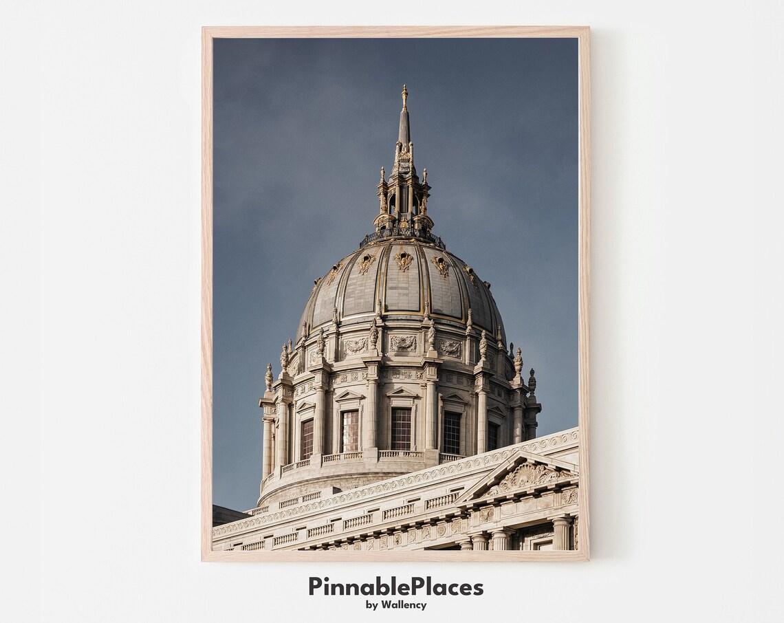 San Francisco City Hall Dome Golden Detail California Landmark Photo Poster