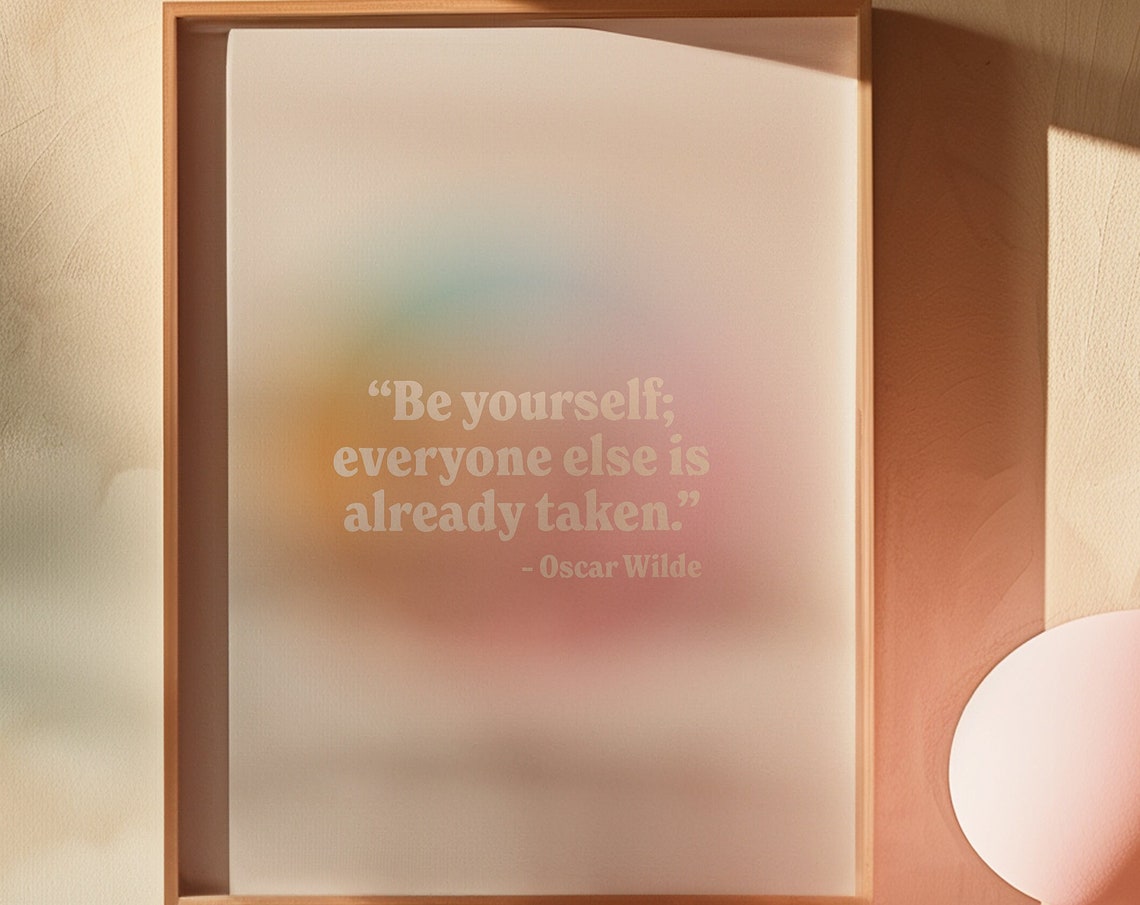Minimal Oscar Wilde Be Yourself Quote Rainbow Gradient Aura Poster - Image 2