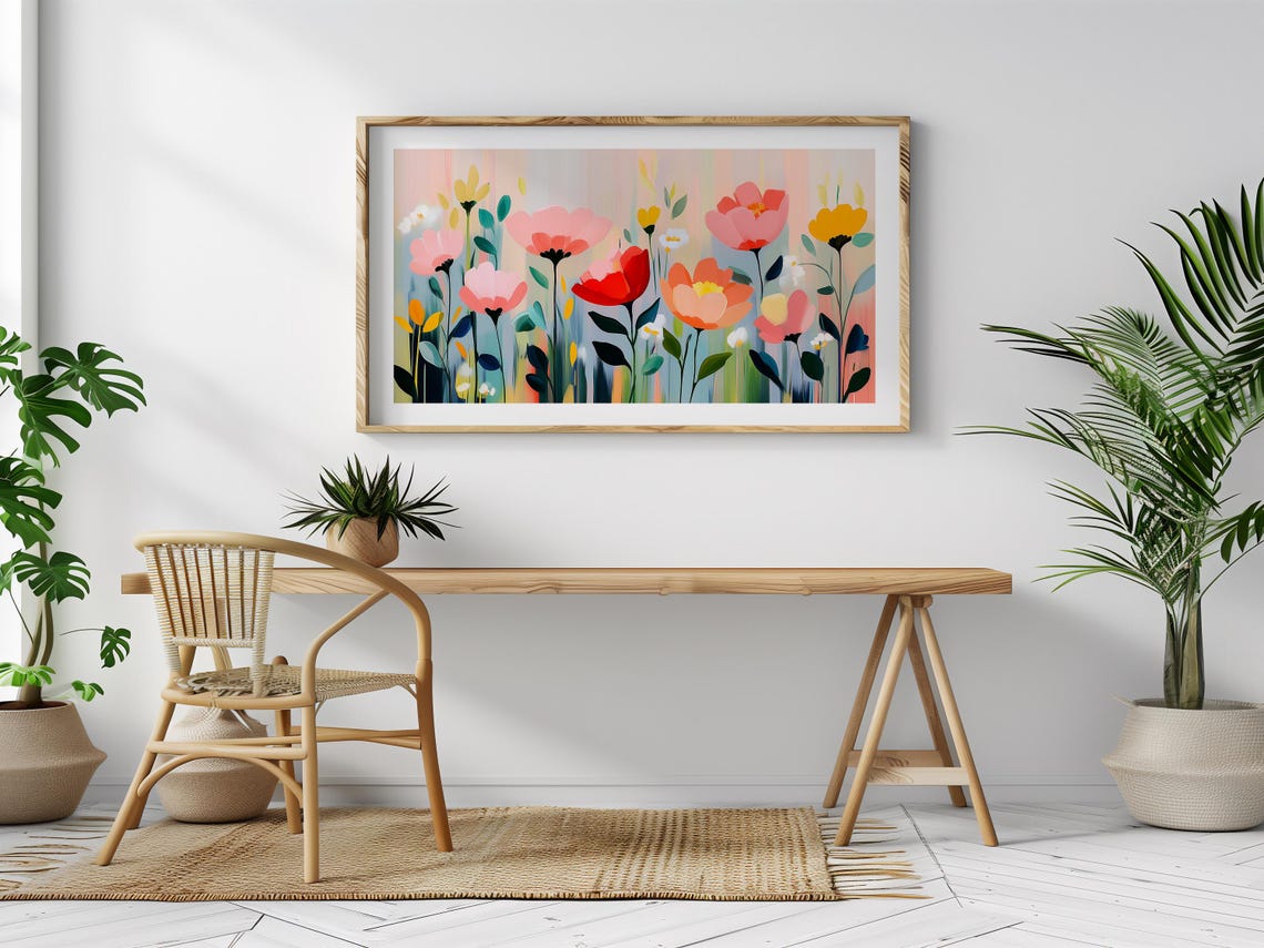 Bold Colorful Spring Flower Garden Vibrant Blooms Framed Art Poster - Image 2
