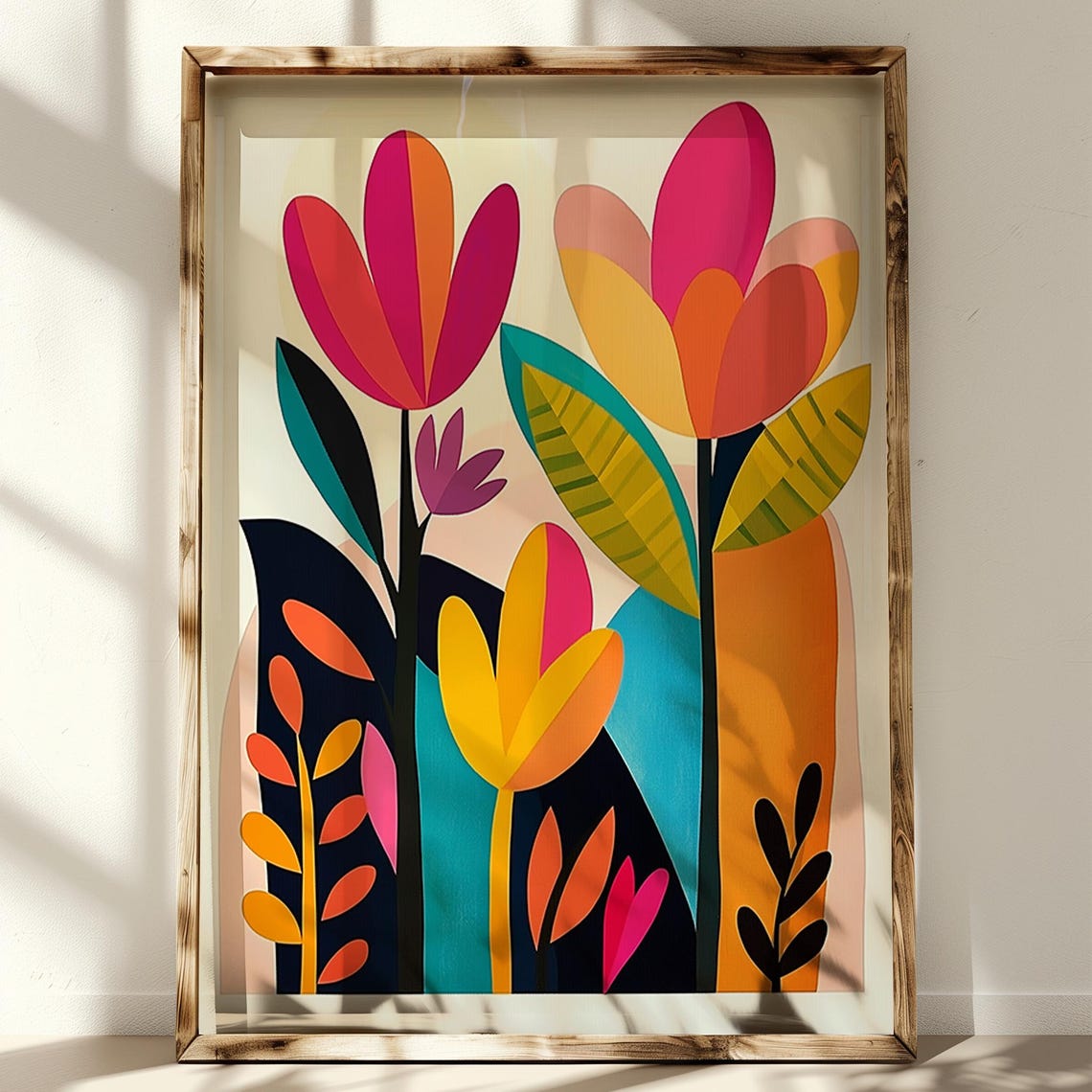 Bold Abstract Floral Art Print Colorful Botanical Wall Decor Modern Boho Flower Mid Century - Image 4