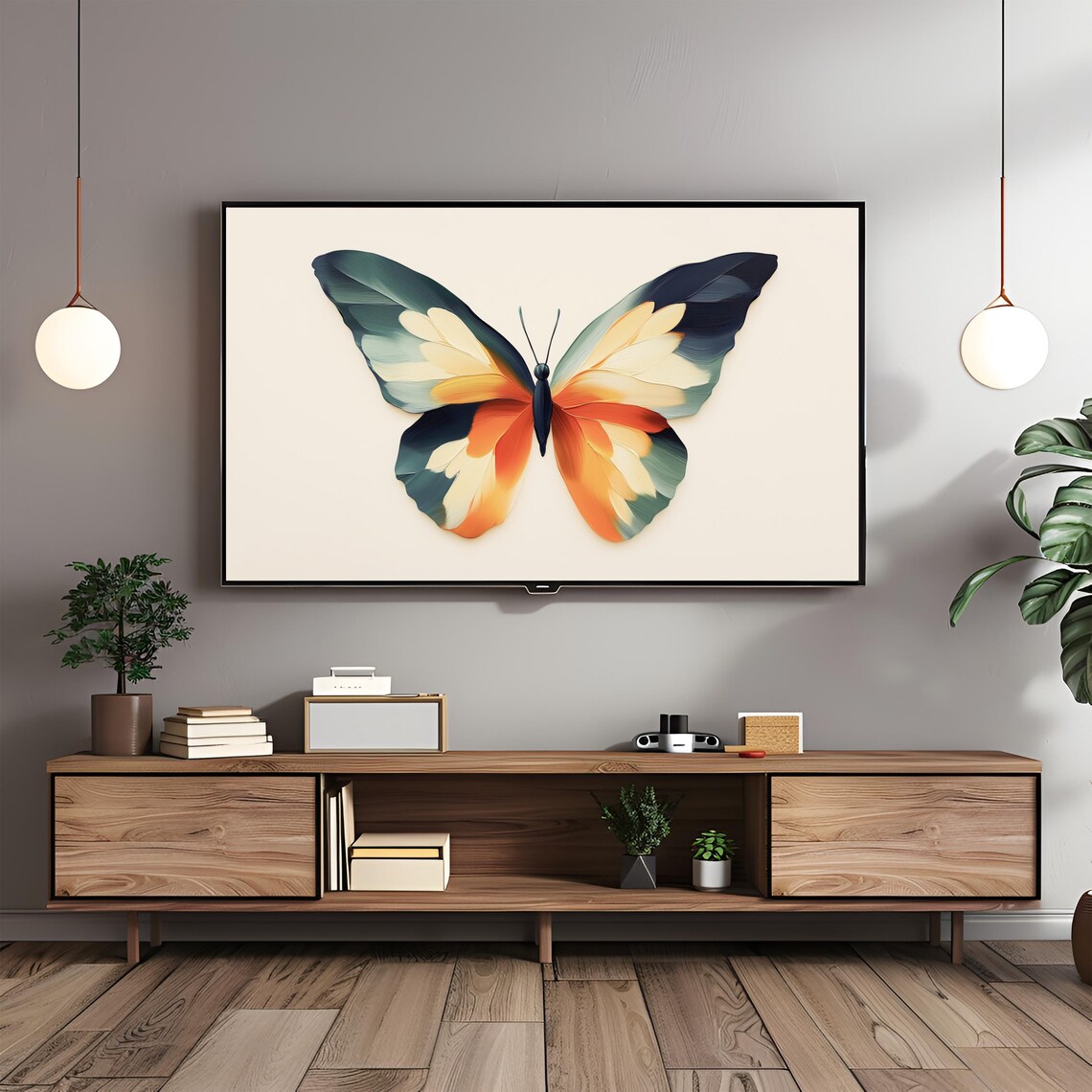 Blue Orange Butterfly Oil Painting 4K Frame TV Art Digital Poster - Image 3