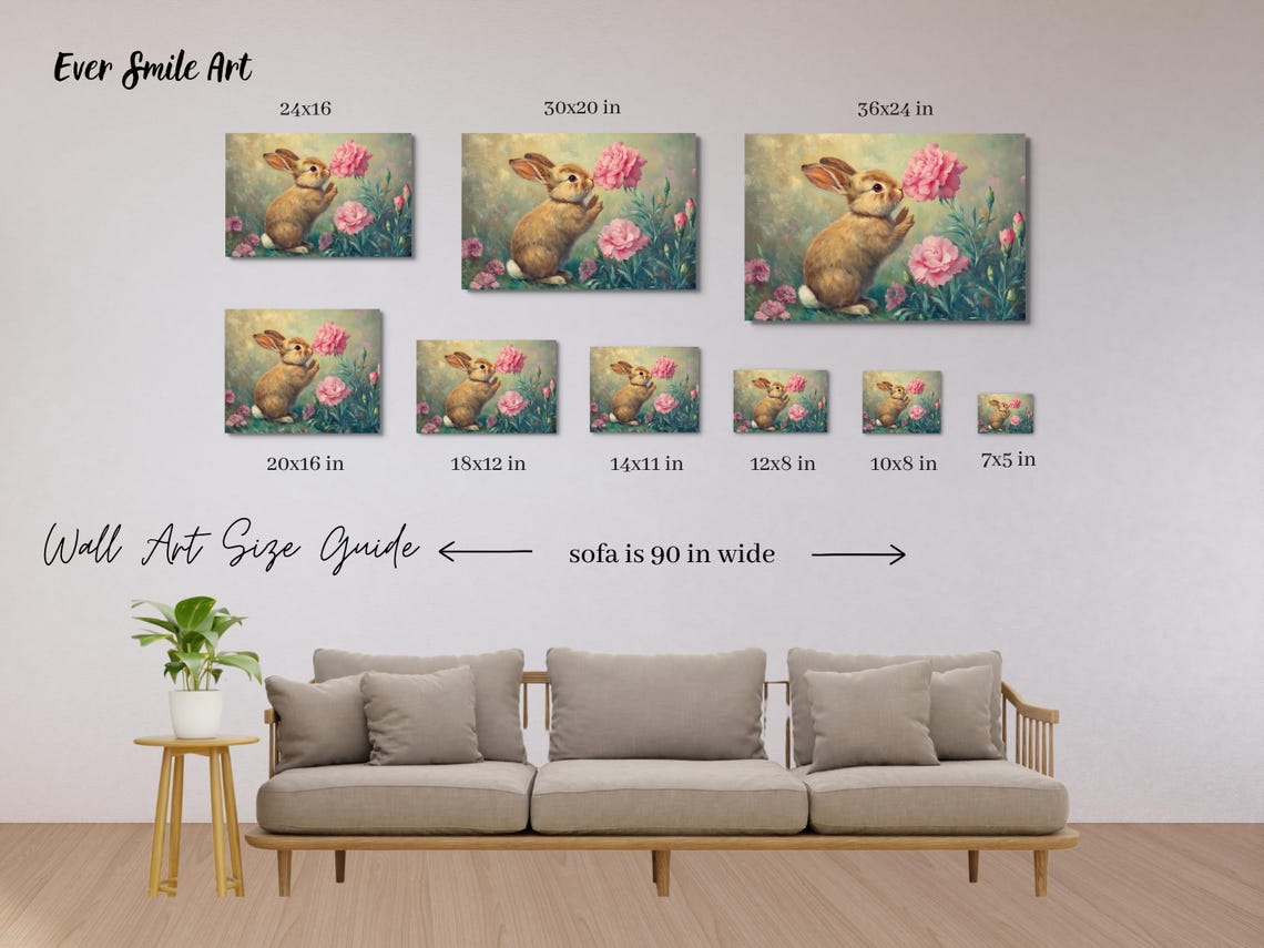 Pink Bunny In Wildflower Meadow Soft Vintage Easter Rabbit Art Poster - Image 5