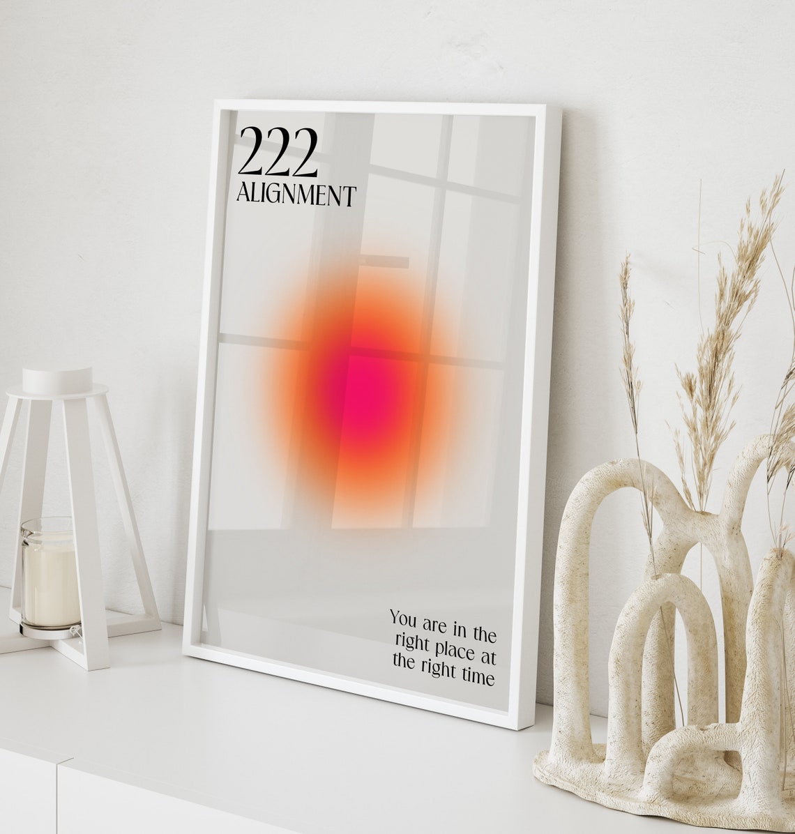 Angel Number 222 Alignment Warm Orange Gradient Spiritual Poster - Image 3