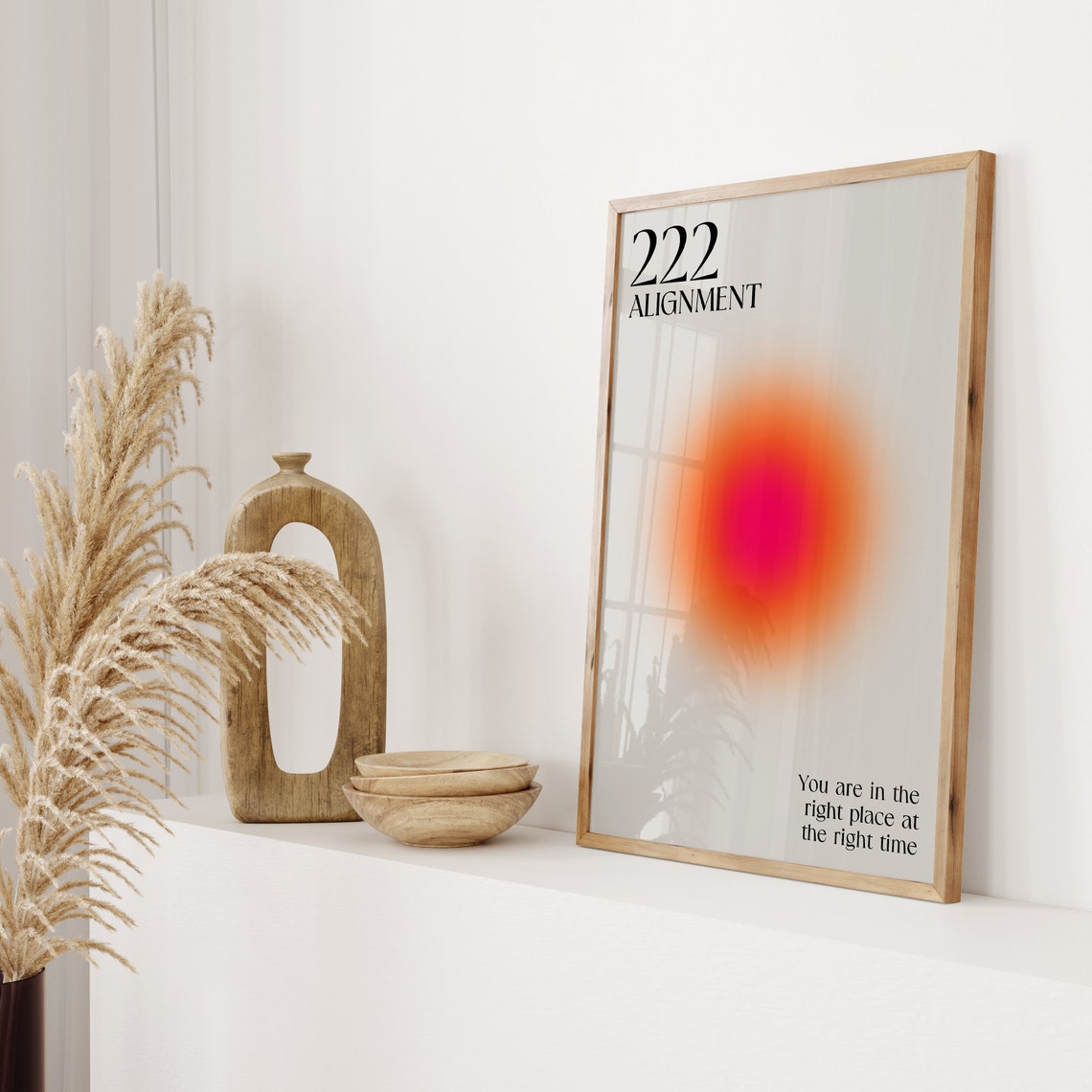 Angel Number 222 Alignment Warm Orange Gradient Spiritual Poster - Image 2