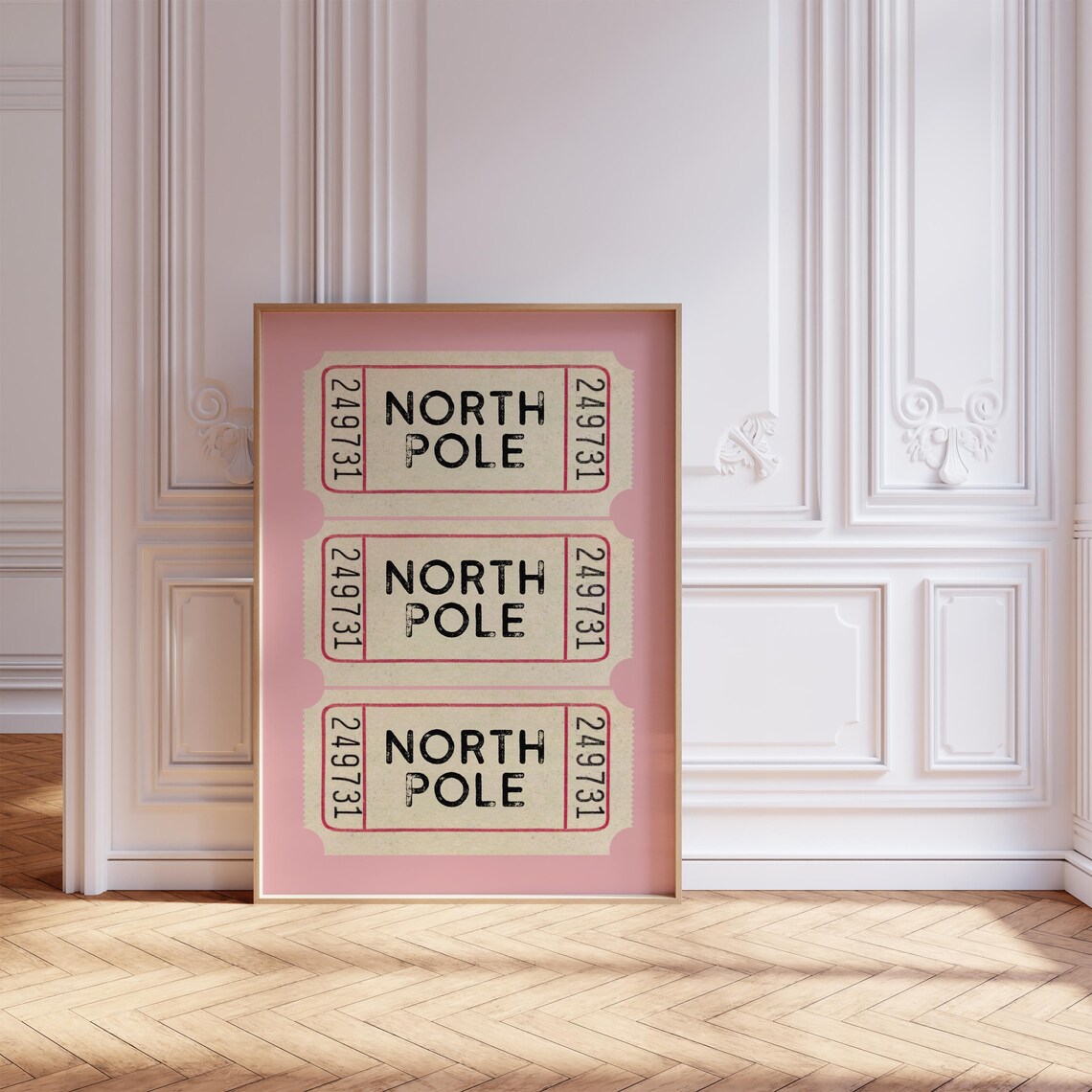 North Pole Ticket, Vintage Christmas Art Print - Image 2