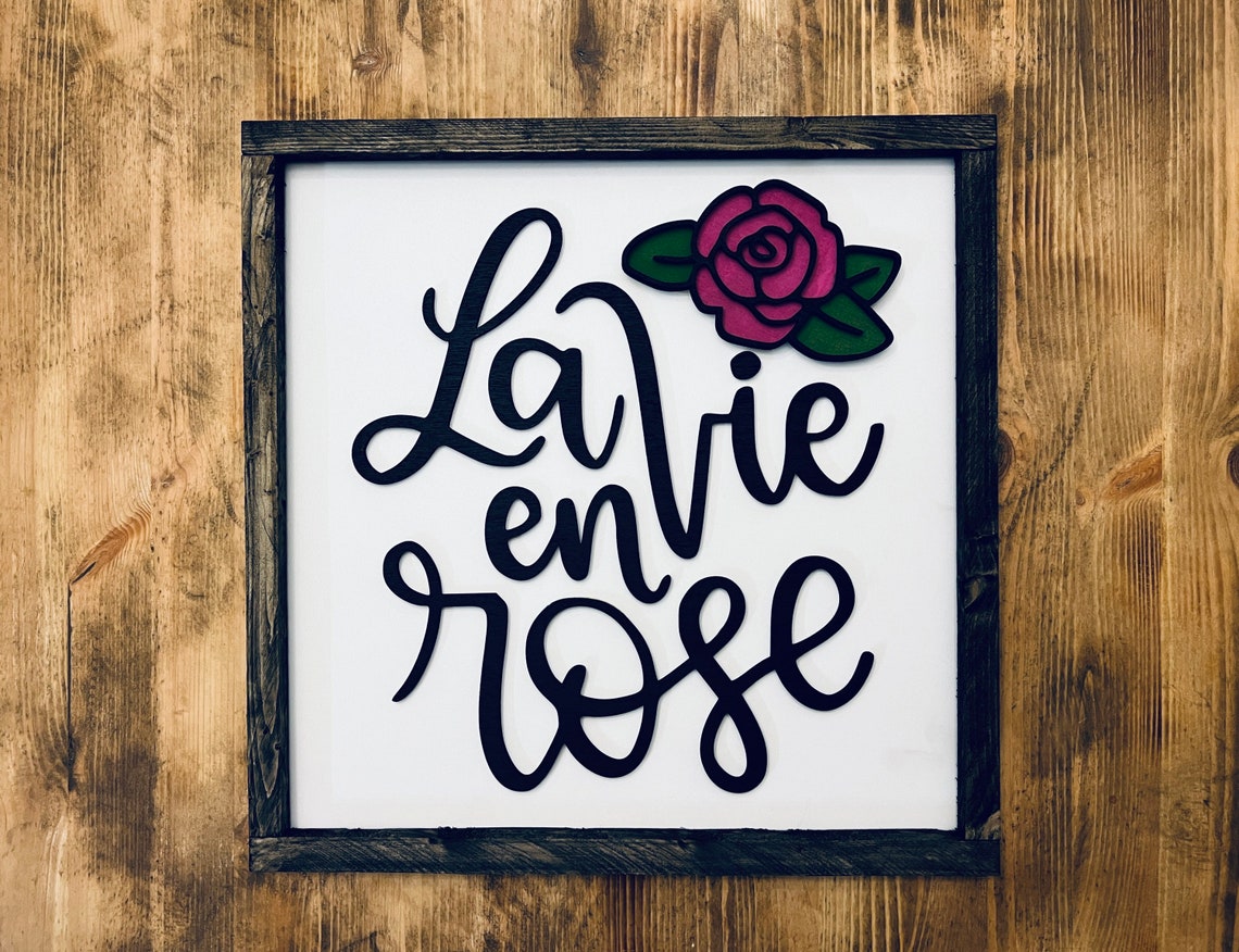La Vie En Rose Script Pink Rose Rustic Sign Style Decor Poster - Image 3
