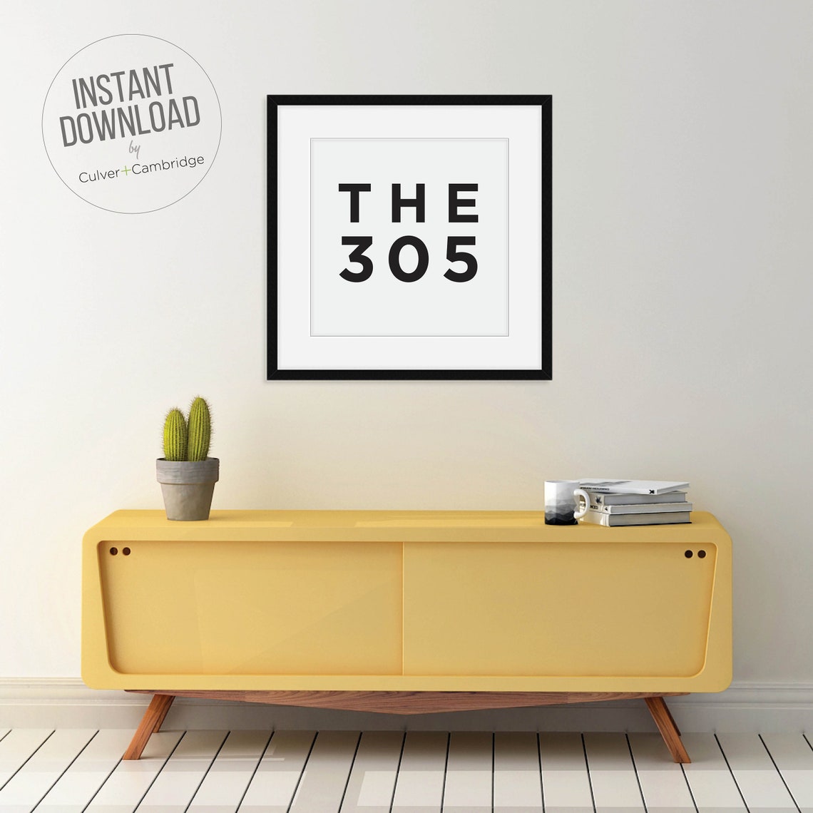 The 305 Miami Area Code Bold Typography Minimalist Black White Poster