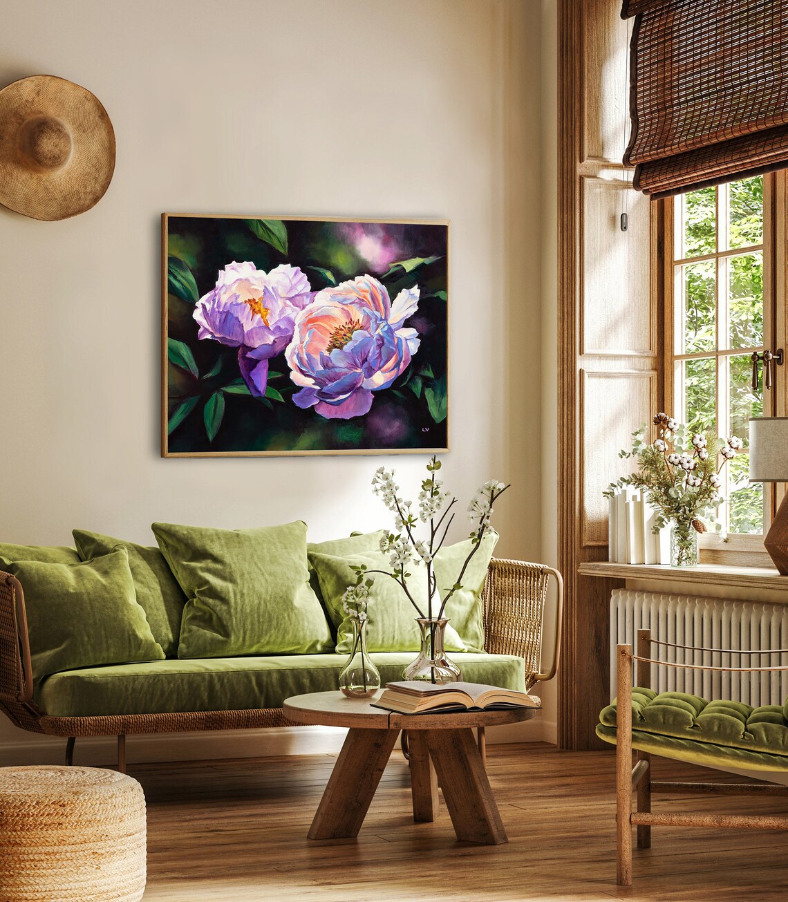 Pink And Lavender Peonies In Full Bloom Close Up Floral Art Poster - Image 6