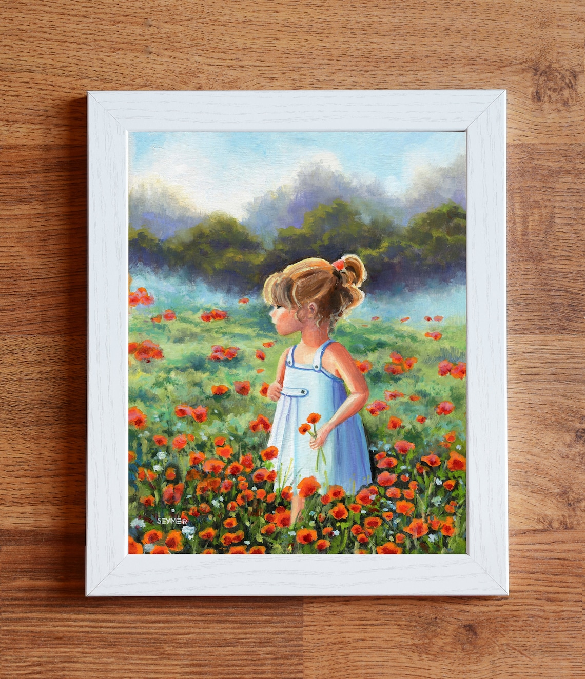 Little Girl in Poppy Field, Country Nursery Art Print - Image 3