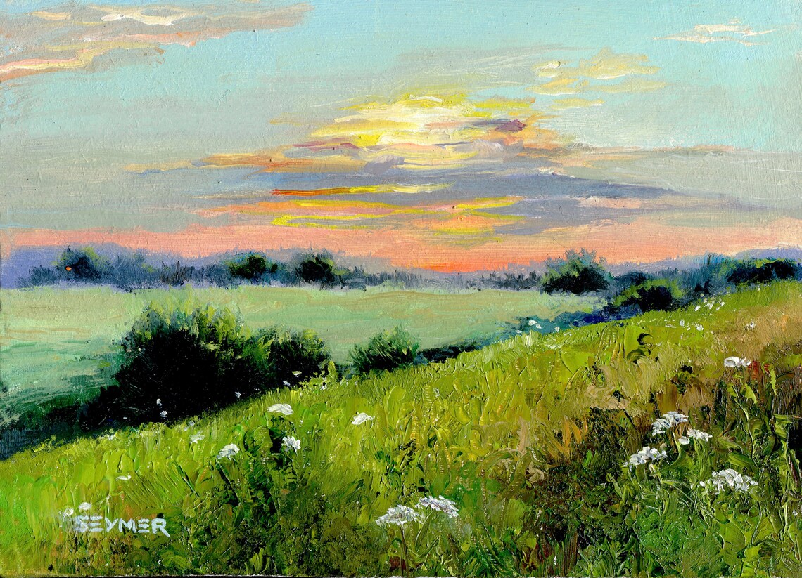 Tuscany Meadow Summer Landscape Oil Art Print