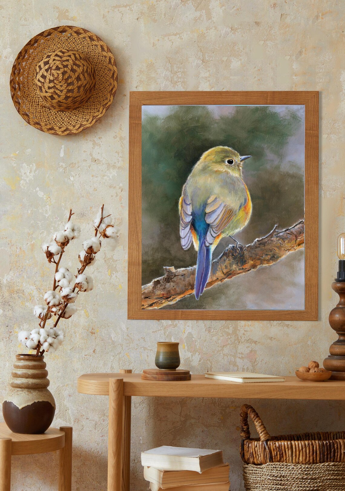 Colorful Songbird Perched on a Branch Oil Painting Bird Poster - Image 6
