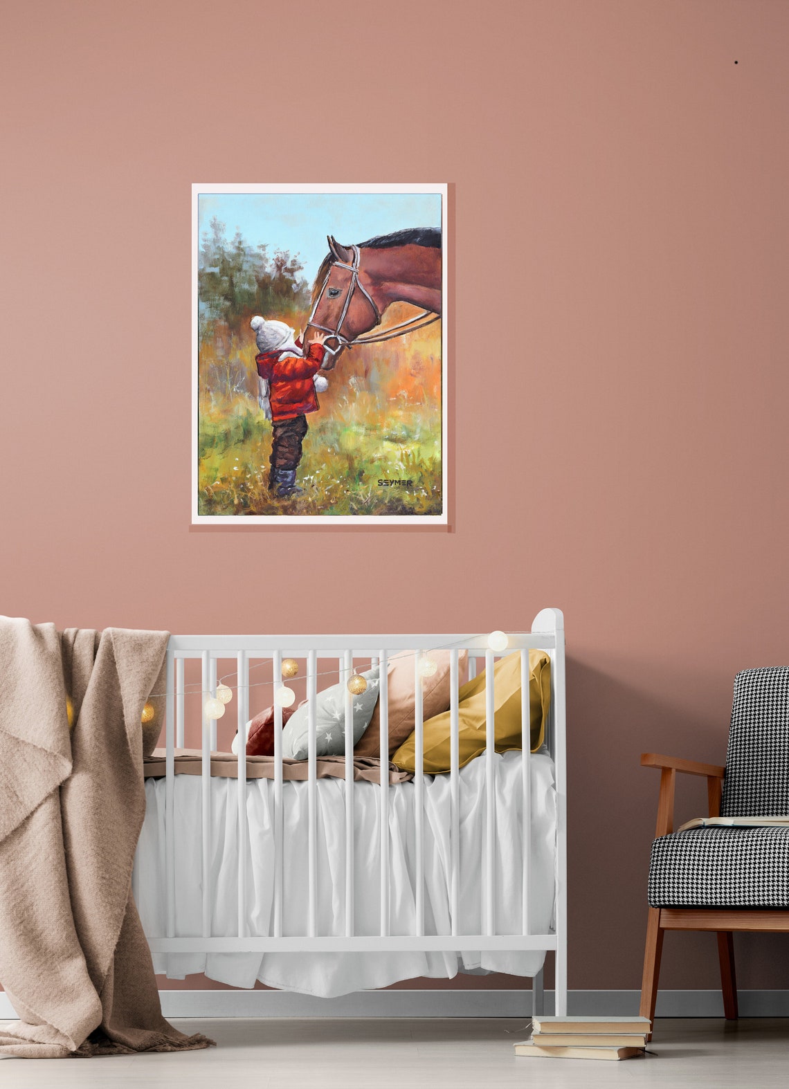 Horse And Child Art Print Horse Lovers Gift Equestrian Painting Print Animal Art Country Farmhouse Print Kids Artwork Childs Bedroom Decor - Image 5