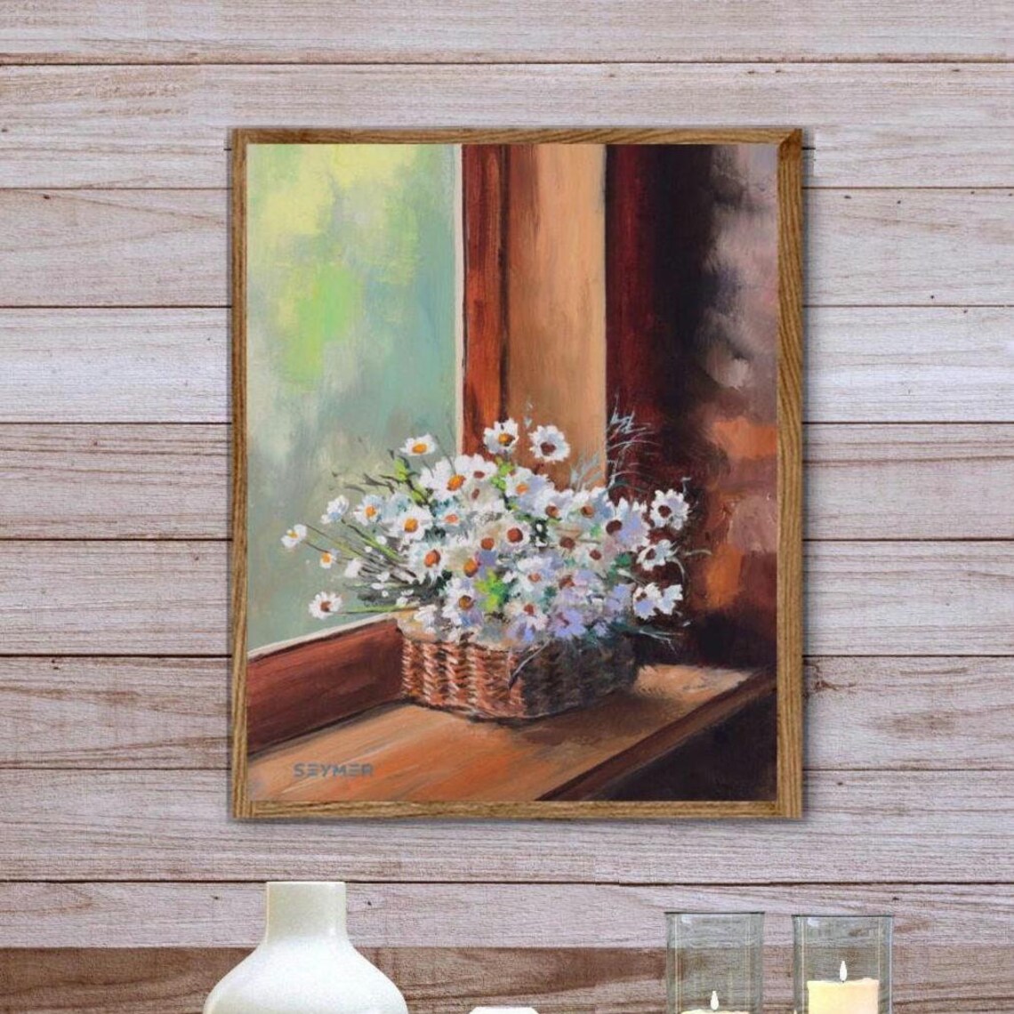 Daisy Still Life, Rustic Cottage Kitchen Art Print