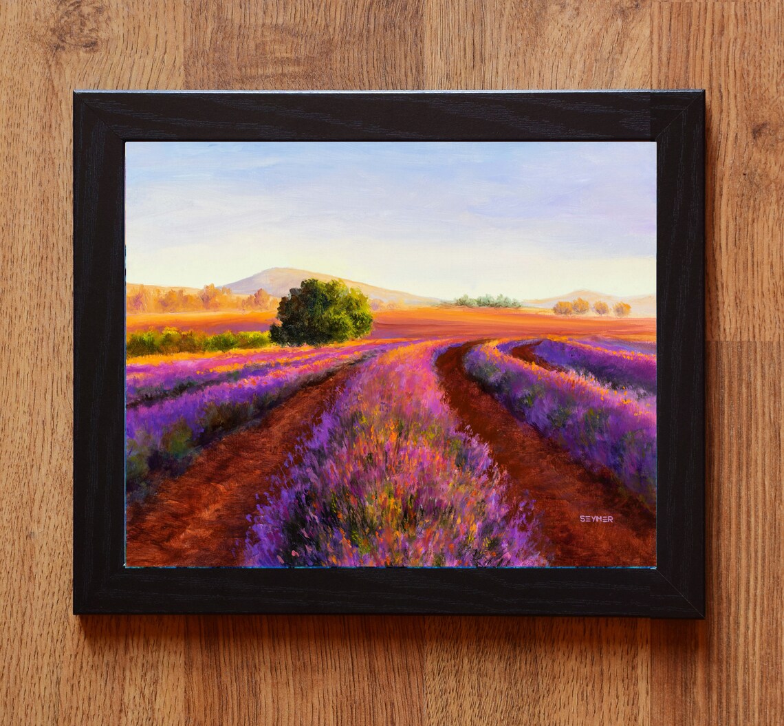 Lavender Field At Sunset Landscape Oil Painting With Dirt Path Poster - Image 6