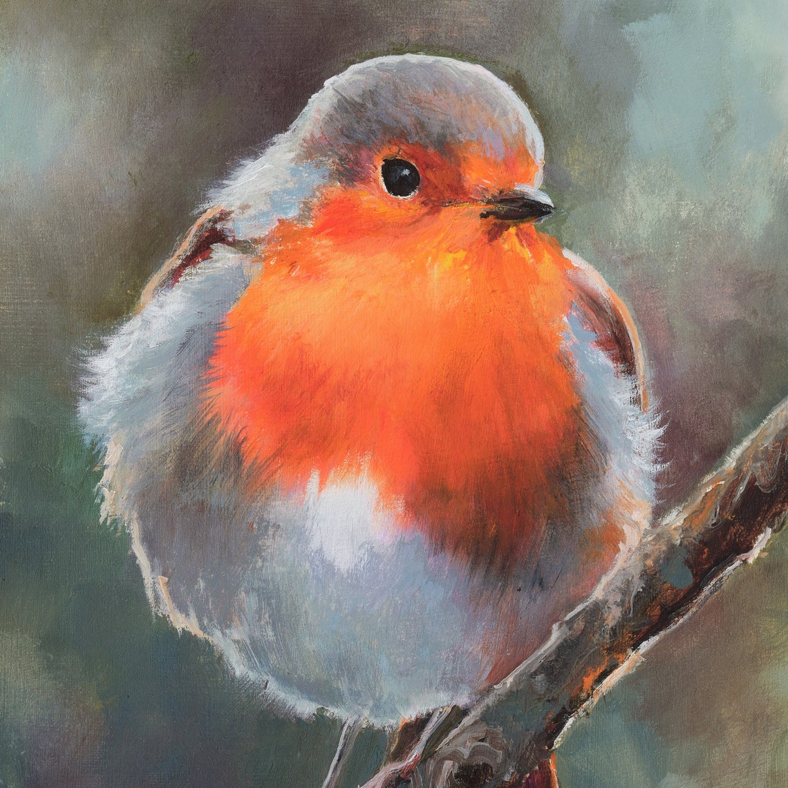 European Robin with a Bright Red Breast Perched on a Branch Poster - Image 6