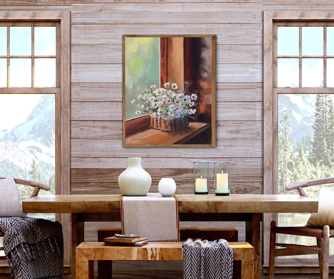 Daisy Still Life, Rustic Cottage Kitchen Art Print - Image 2