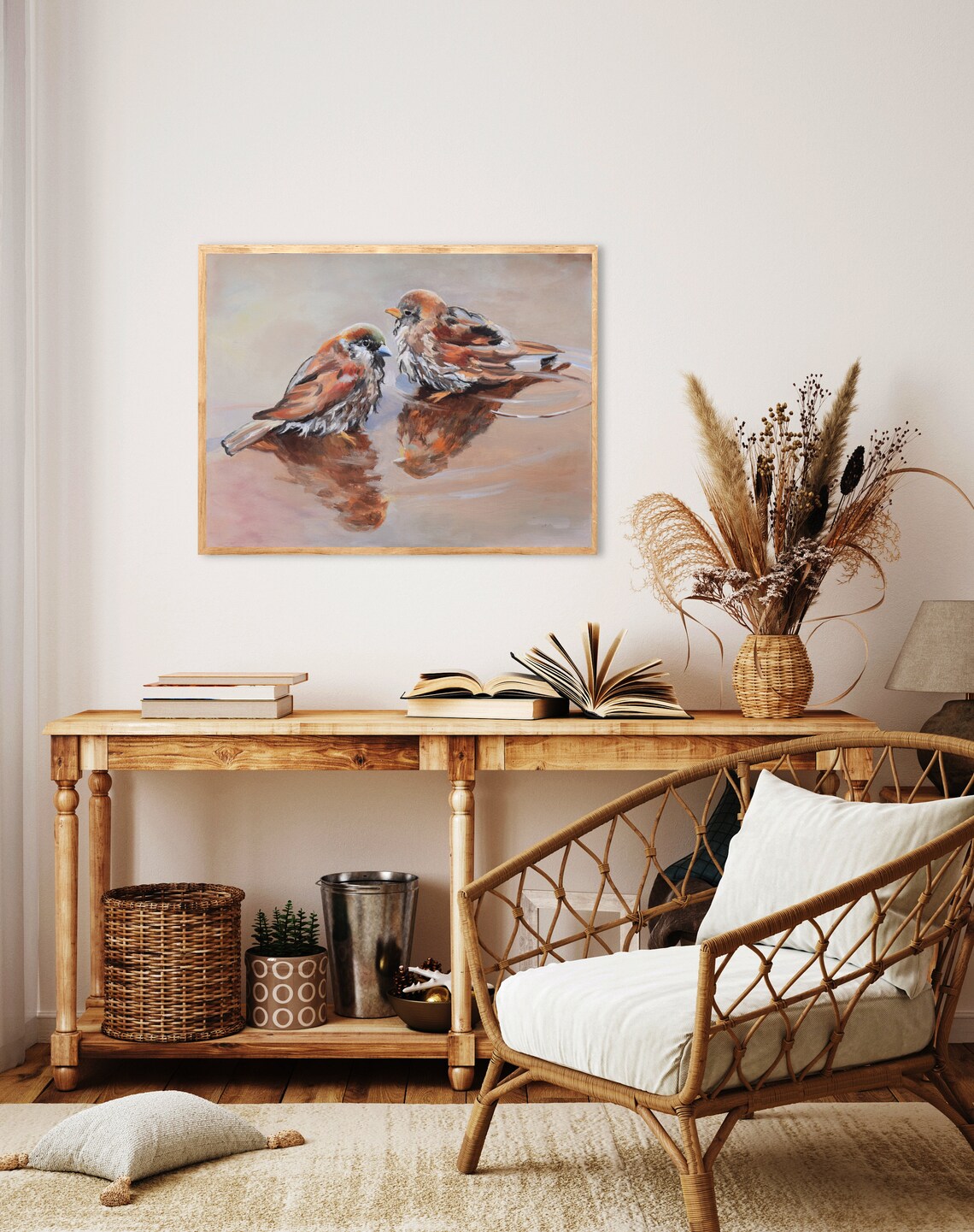 Sparrow Vintage Farmhouse Bird Art Print, Country House - Image 5