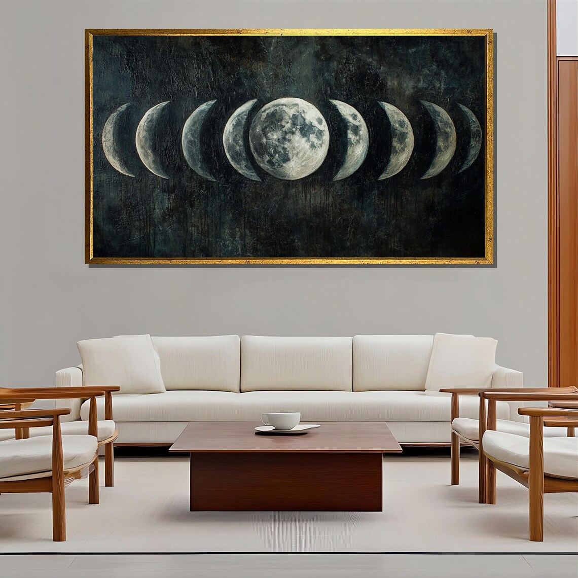 Full Moon Phase Cycle on a Dark Starry Textured Night Sky Poster - Image 3
