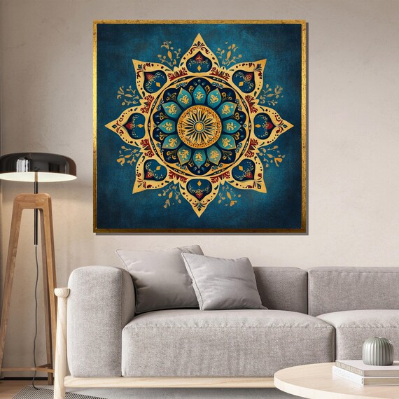 Gold Mandala Wall Art, Islamic Geometric Decor