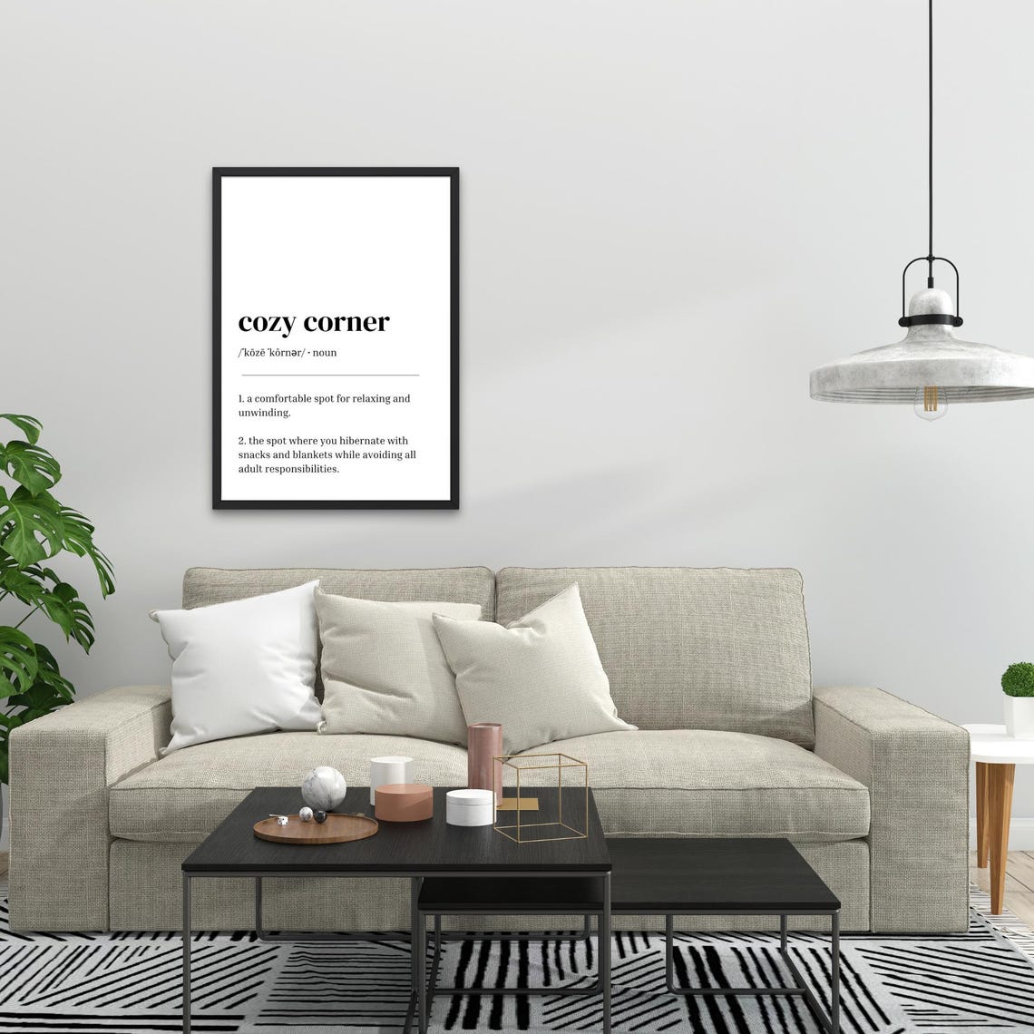 Cozy Corner Definition Minimalist Funny Blanket Snacks Quote Poster - Image 2