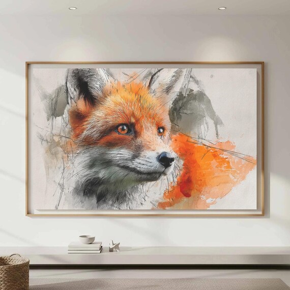 Red Fox Canvas Wall Art Watercolor Wildlife Print