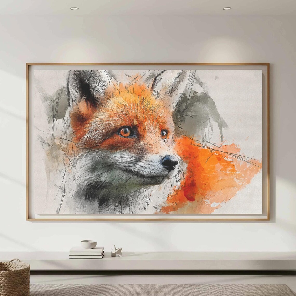 Red Fox Canvas Wall Art Watercolor Wildlife Print
