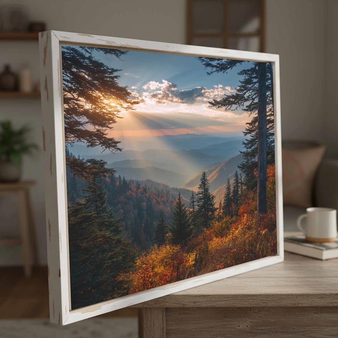 Mountain Landscape Canvas Print Autumn Forest Wall Art