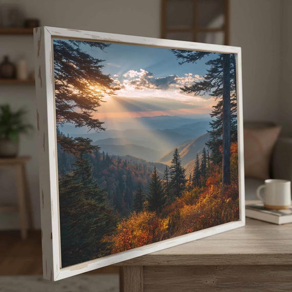 Mountain Landscape Canvas Print Autumn Forest Wall Art