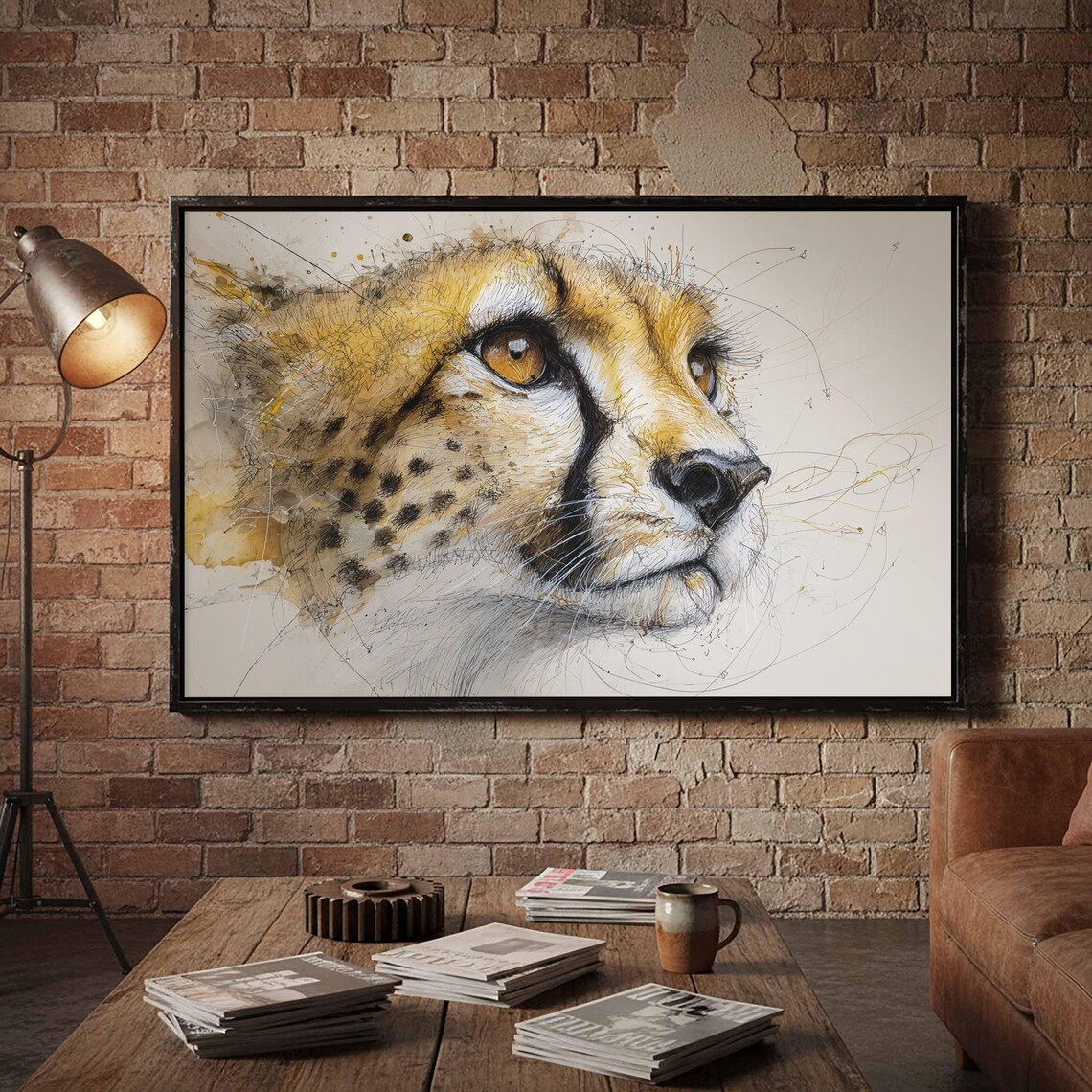 Cheetah Wall Art Canvas Watercolor Wildlife Print Decor