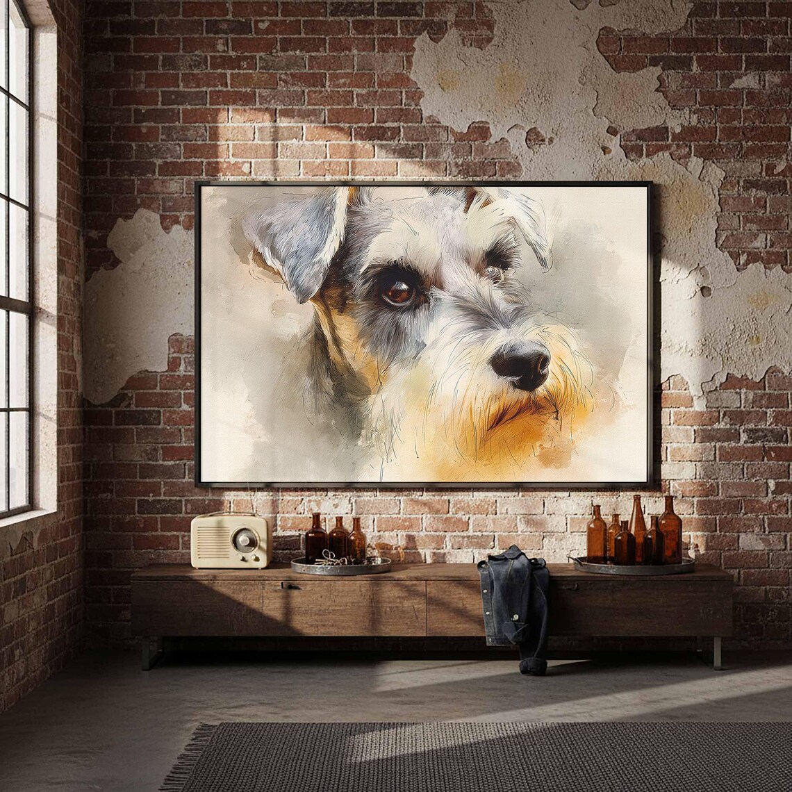 Miniature Schnauzer Watercolor Dog Portrait Pet Lover Art Poster