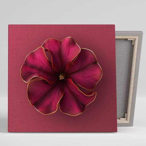 Hibiscus Floral Glam Minimalist Wall Art Print