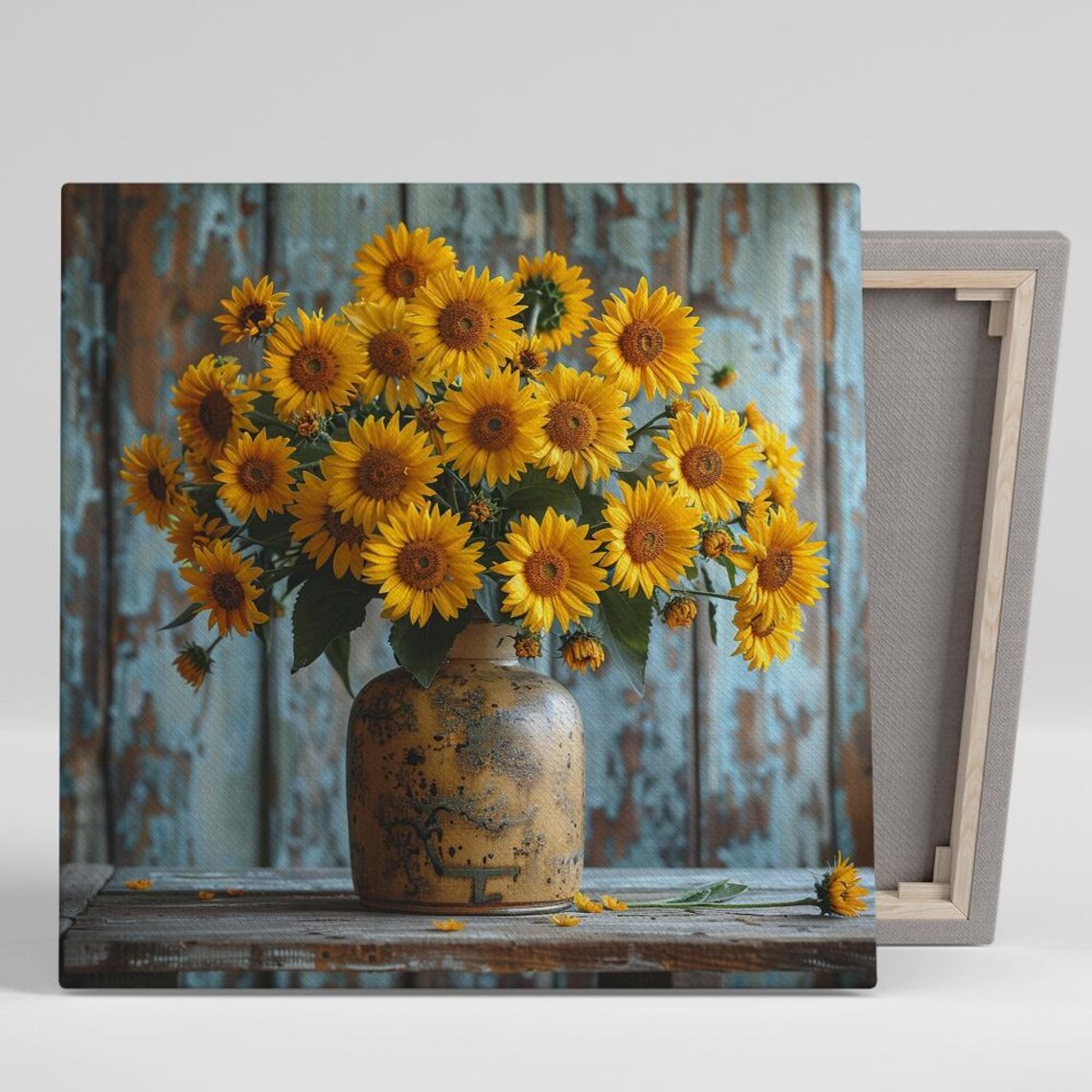Sunflower Bouquet In Rustic Jug Farmhouse Still Life Art Poster