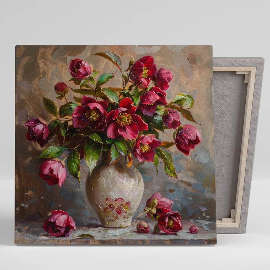 Hellebore Floral Still Life, Living Room Art Print