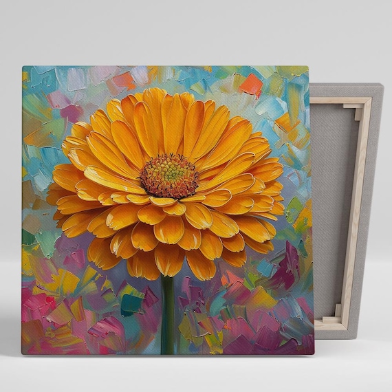 Marigold Floral Art Print, Contemporary Wall Decor