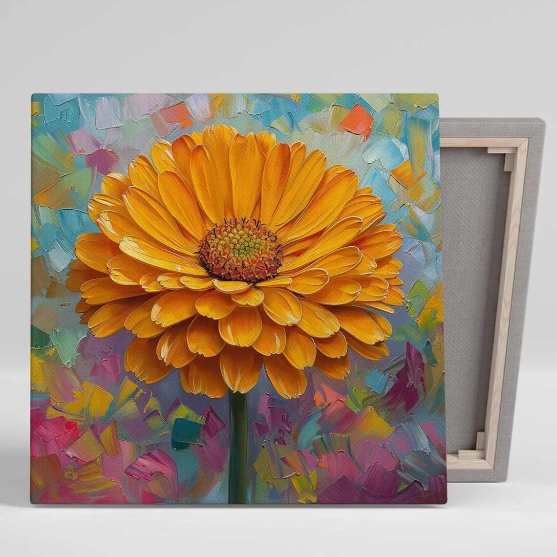 Marigold Floral Art Print, Contemporary Wall Decor
