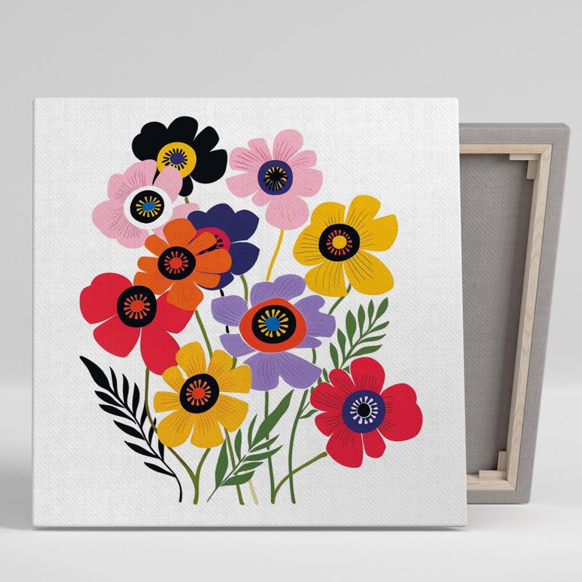 Pop Art Poppy Bouquet Graphic Colorful Retro Modern Floral Poster