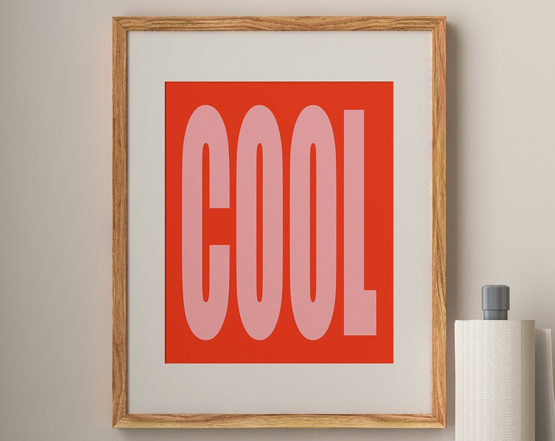 Cool Bold Pink Red Retro Pop Art Typographic Statement Wall Art