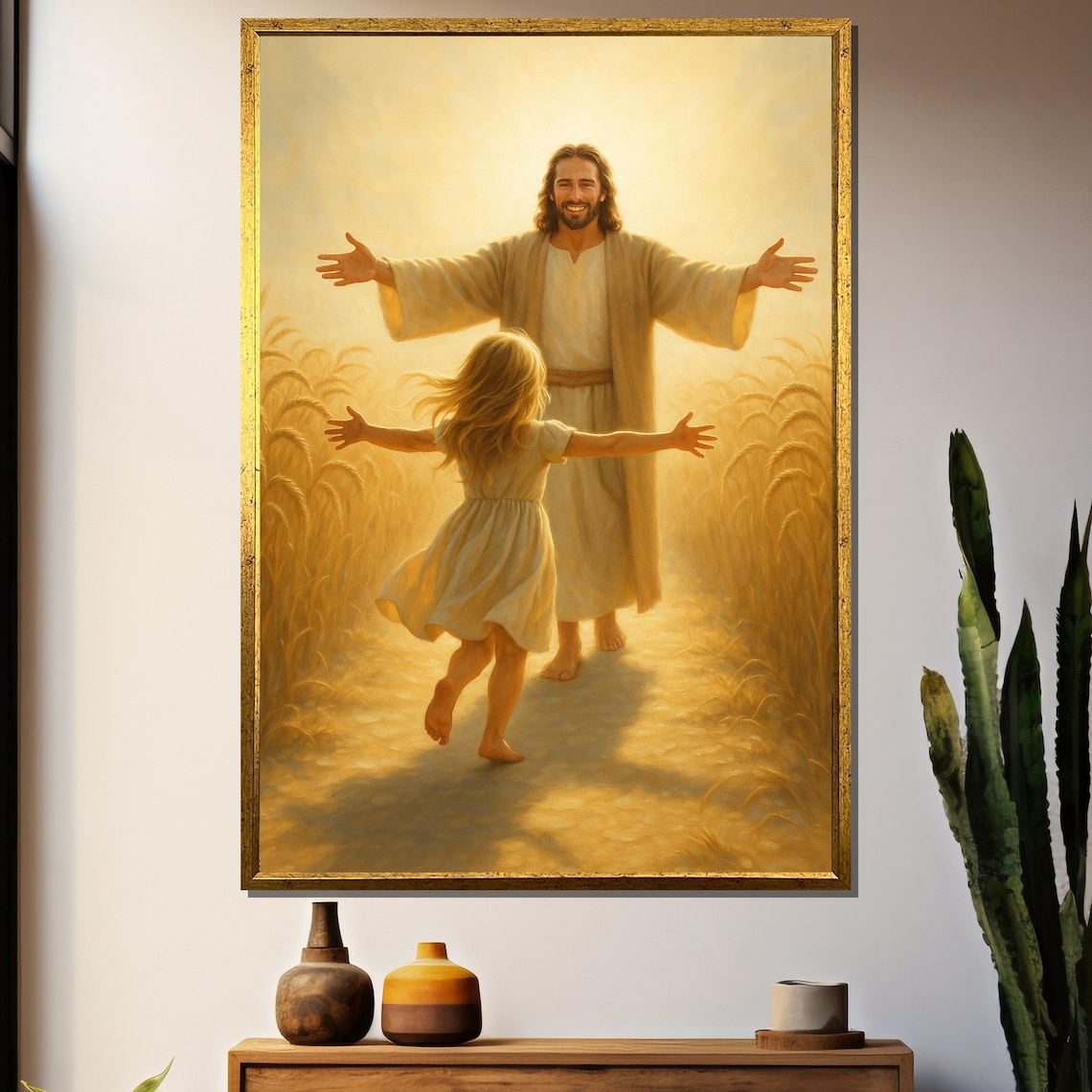 In His Arms, Jesus Christ Welcoming A Girl