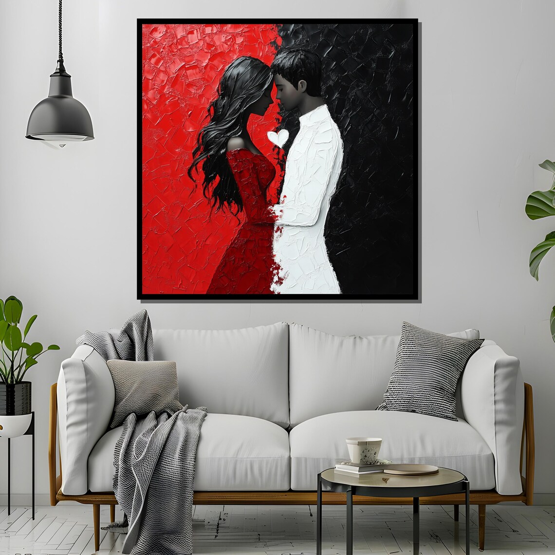 Couple Painting, Textured Romantic Abstract Love - Image 2