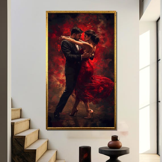 Tango Dance Couple, Romantic Bedroom Wall Art Print