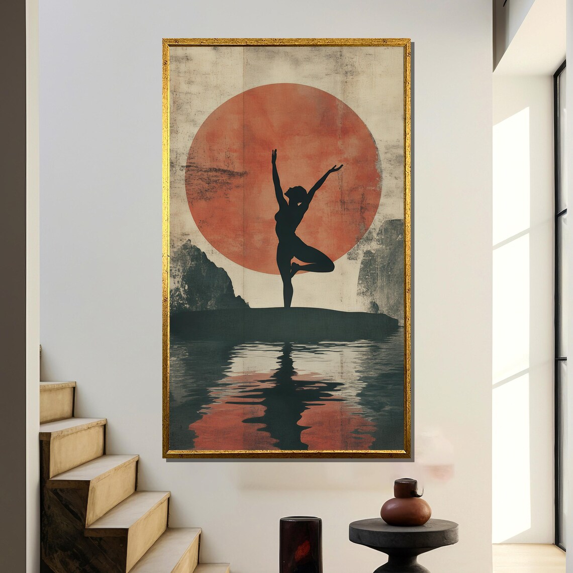 Yoga Silhouette Poster, Zen Meditation Wall Art
