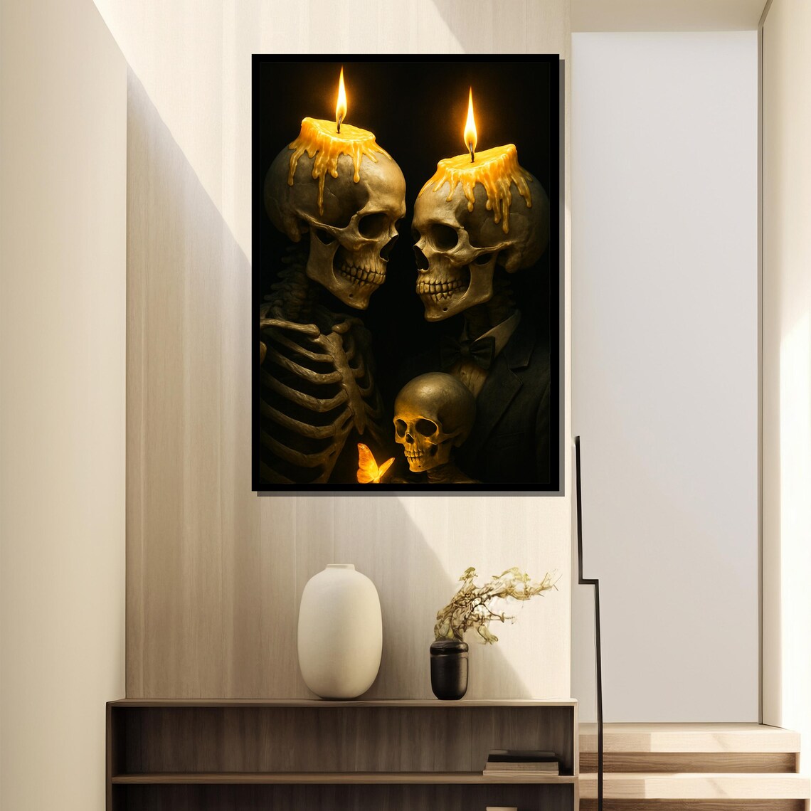 Haunting Skeleton Family Painting, Gothic Decor - Image 2