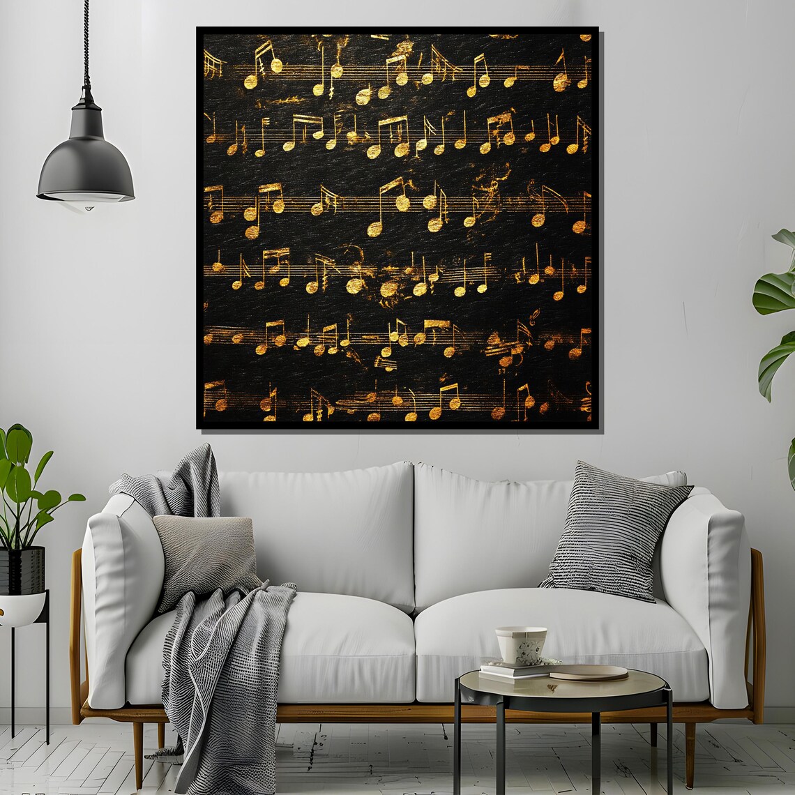 Gold Music Notes, Elegant Musical Sheet Pattern - Image 2