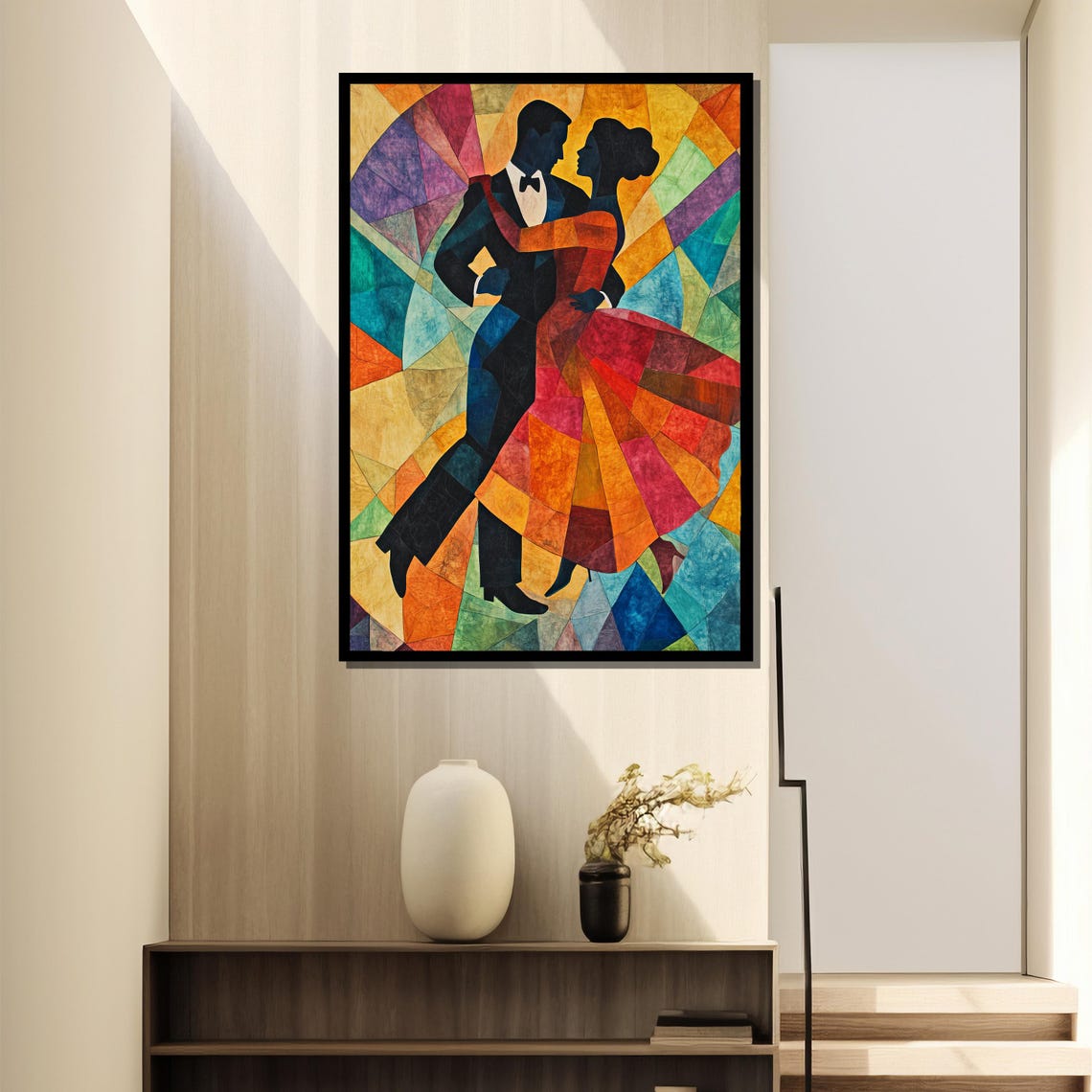 Cubist Ballroom Dance, Abstract Couple Dancing - Image 2