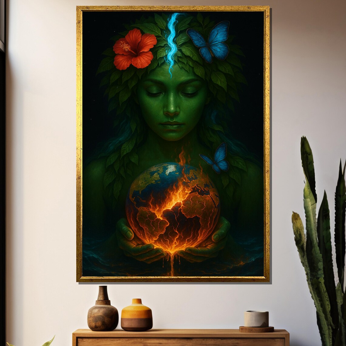 Earth Guardian Painting Gift, Nature Goddess Art