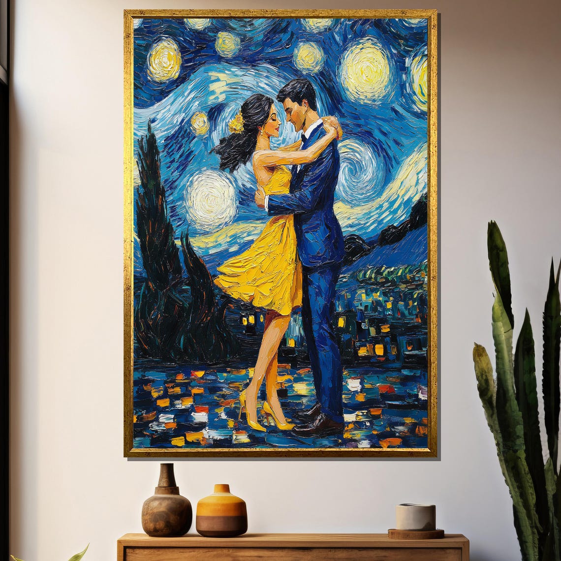 Romantic Couple Dance, Van Gogh Style Wedding Art Print