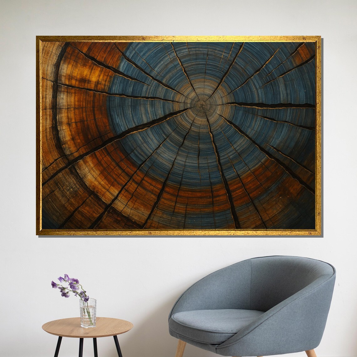 Time Rings Unveiled, Ancient Tree Cross-Section Painting